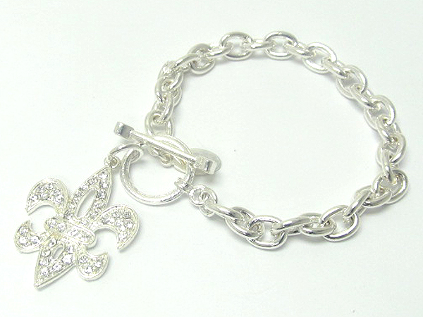 Crystal fleurdelis chain bracelet