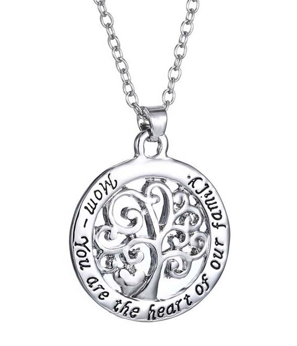 Mom your are the heart of our family pendant necklace