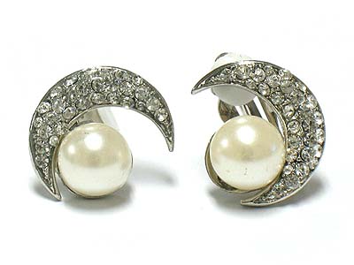 Pearl and crystal clip on earring