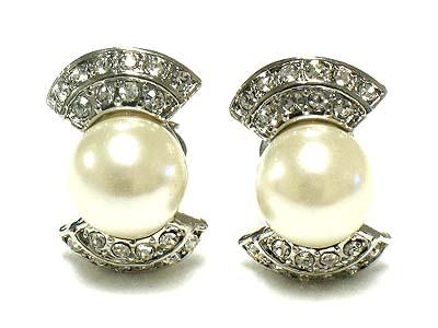 Pearl and crystal clip on earring