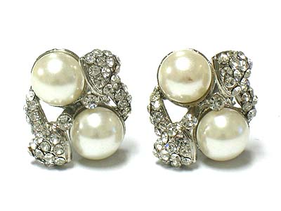 Pearl and crystal clip on earring