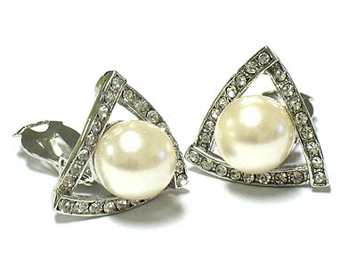 Pearl and crystal clip on earring