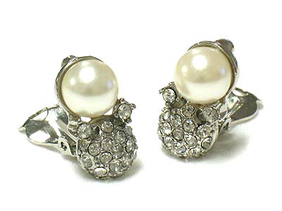 Pearl and crystal clip on earring