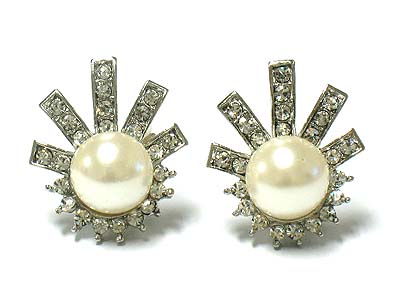 Pearl and crystal clip on earring