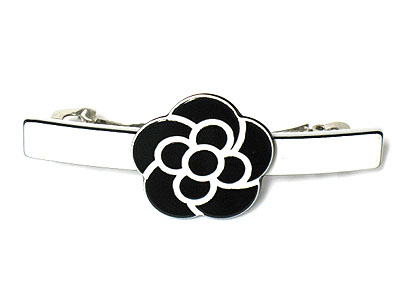 Acryl flower black and white tone large hair pin