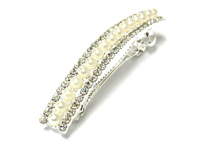 Crystal and pearl hair pin