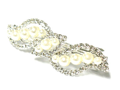 Crystal and pearl ribbon shape hair pin