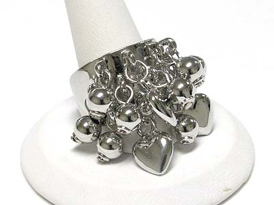 Multi metal charm cluster drop adjustable ring