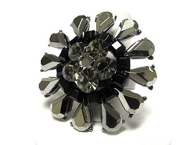 Crystal deco large flower ring - adjustable size