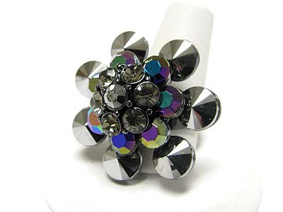 Crystal deco flower ring - adjustable size