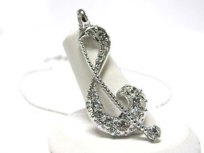 Made in korea whitegold plating crystal music note pendant necklace