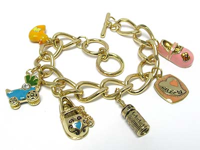 Baby things theme miniature charm dangle toggle bracelet