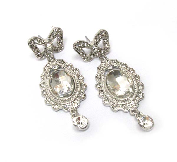 Crystal ribbon and facet glass drop earring