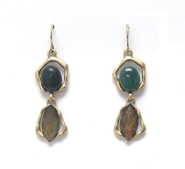 Vintage style two level stone drop earring