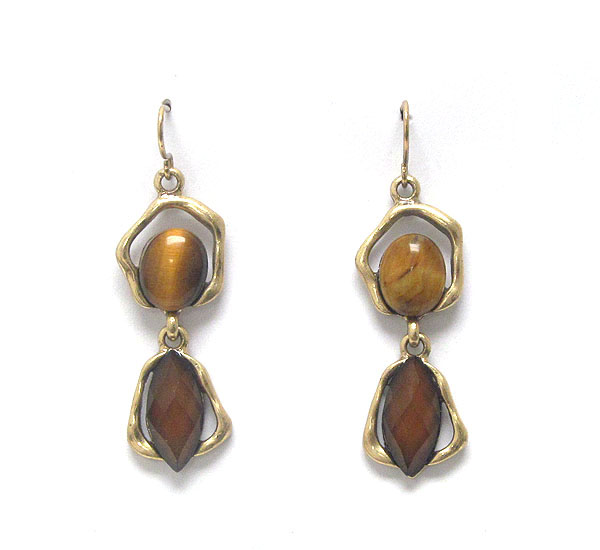 Vintage style two level stone drop earring