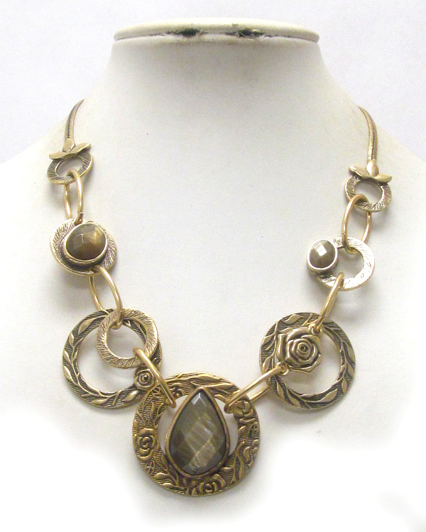 Vintage style art deco metal link necklace