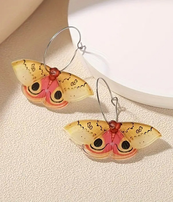 Yellow butterfly acrylic earring