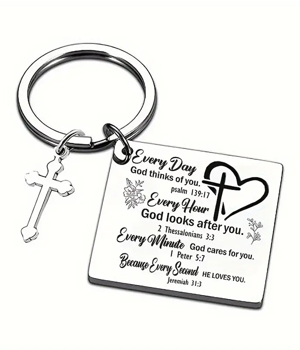 Religious inspiration stainless steel keychain - jeremiah 31:3