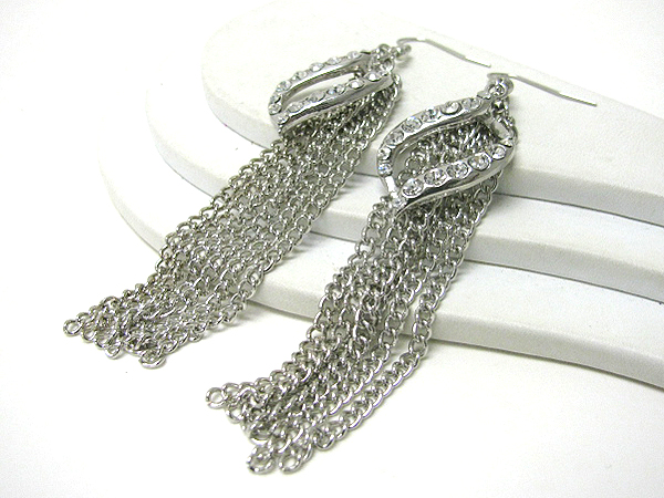 Crystal deco multi long chain drop earrings