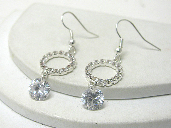 Crystal stud hoop drop earrings - hoops