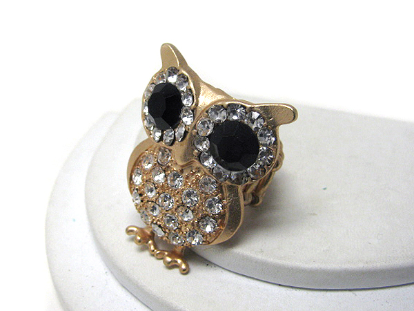 Crystal stud owl stretch ring