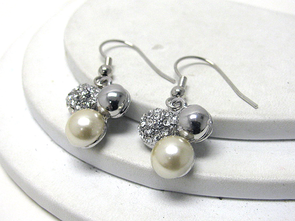 Crystal stud and pearl deco earrings - made in usa