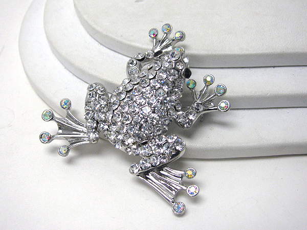 Crystal stud frog pin or brooch