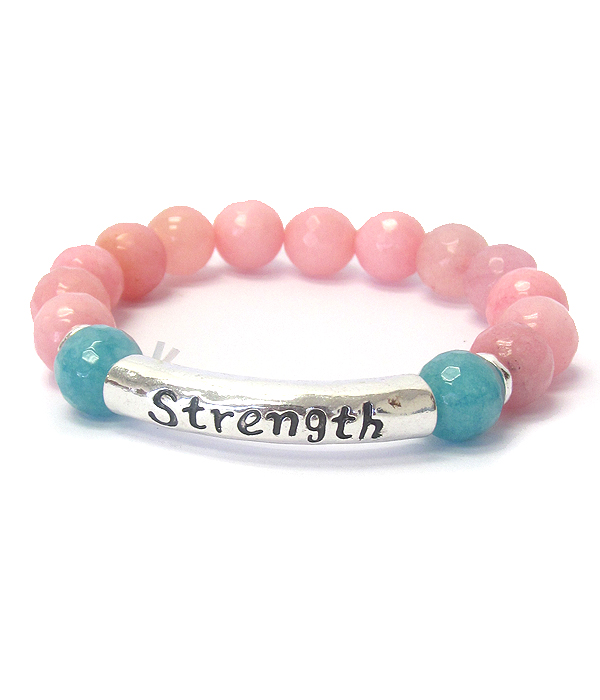 Genuine stone stretch bracelet - strength