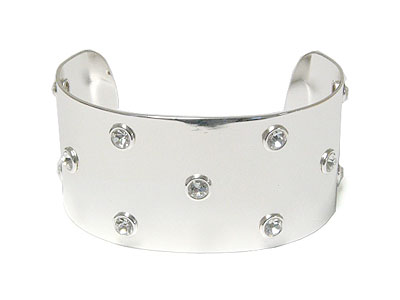 Crystal post metal cuff bangle