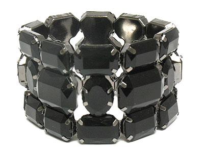 Three row large epoxy stone stretch bracelet