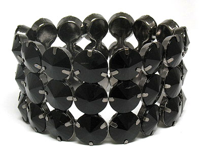 Three row round epoxy stone stretch bracelet