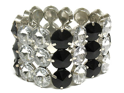 Three row round epoxy stone stretch bracelet