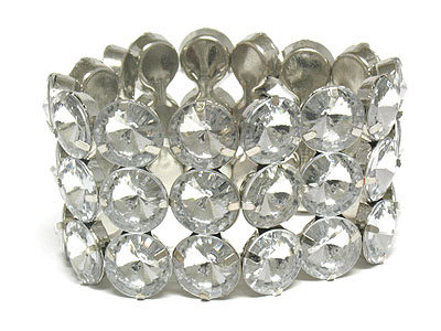 Three row round epoxy stone stretch bracelet