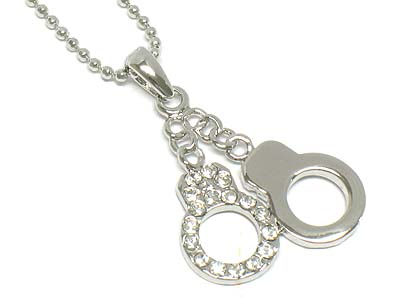 Crystal deco handcuffs pendant necklace