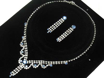 Colorful rhinestone deco necklace and earring set