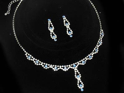 Rhinestone and color crystal y drop necklace and earring set