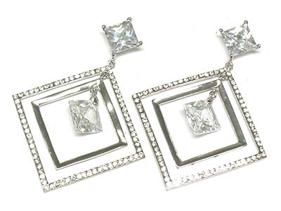 Cubic and crystal triple box earring