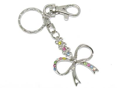 Crystal ribbon key chain charm