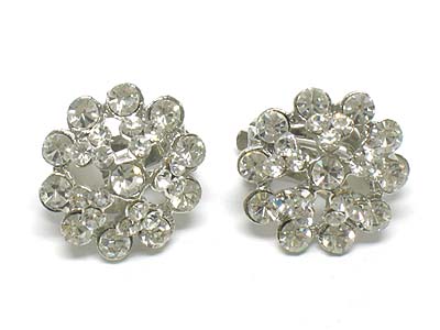 Crystal flower clip on earring