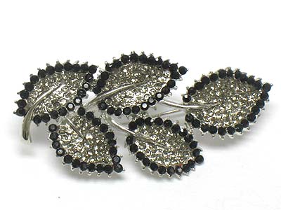 Crystal leaves brooch