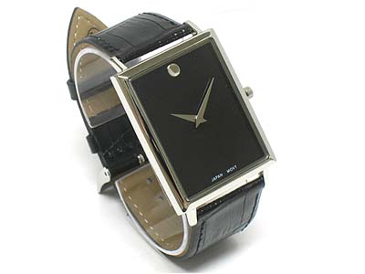 Designer inspired rectangle face ultra slim watch