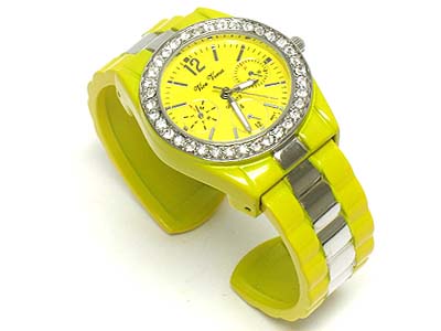 Crystal deco face colorful bangle watch