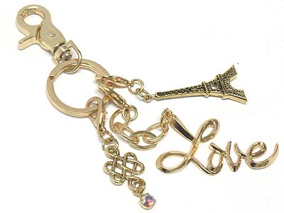 Love and eiffel tower and love symbol key chain