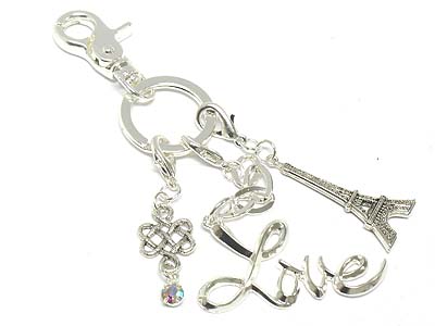 Love and eiffel tower and love symbol key chain