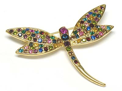 Crystal deco dragonfly brooch