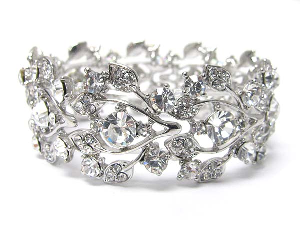 Crystal deco wide metal casting stretch bracelet?