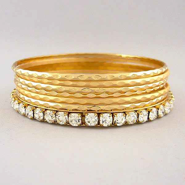 Crystal metal architectural fashion style set of seven bangle bracelet