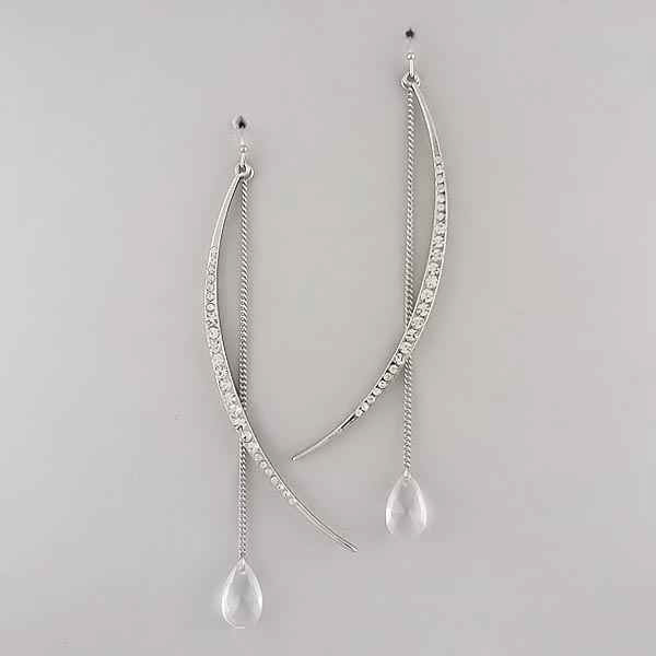 Crystal bend metal and chain drop crystal glass fashion drop earring