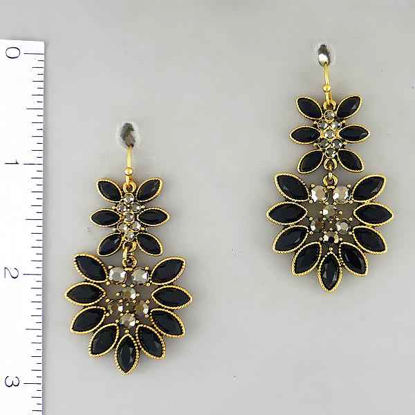 Crystal and stone leaves drop earring