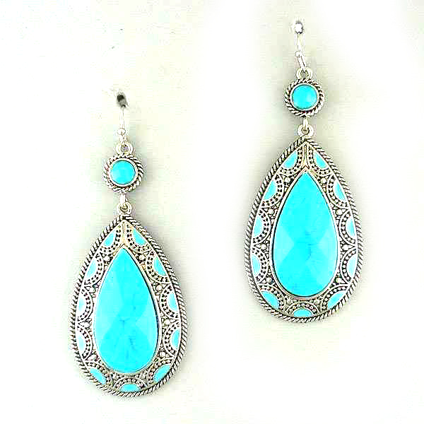 Facet stone tear drop earring